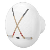 Bouton De Porte En Céramique Ceramic Knob with Hockey Sticks and Puck (Droite)