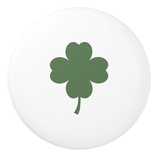 Bouton De Porte En Céramique Ceramic Knob with Lucky 4 Leaf Clover Design (Devant)