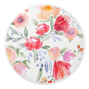 Bouton De Porte En Céramique Ceramic Knows - Peonies & Poppies Design2