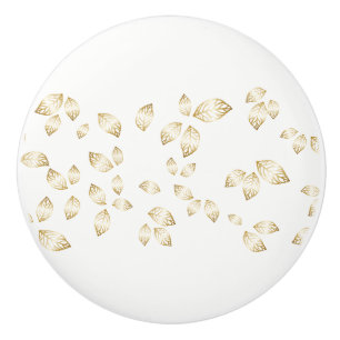 Bouton De Porte En Céramique Céramique Feuilles Knob-Gold