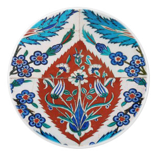 Bouton De Porte En Céramique Céramique Florale Turquoise