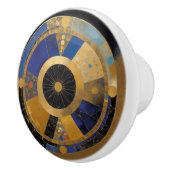 Bouton De Porte En Céramique Cercle bleu et or (Droite)