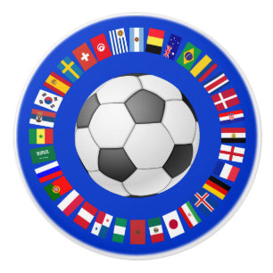 BOUTON DE PORTE EN CÉRAMIQUE CERCLE DE SYMBOLE DE FOOTBALL DE SOCCER 2018