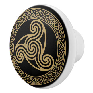 Bouton De Porte En Céramique Cercle triple celtique
