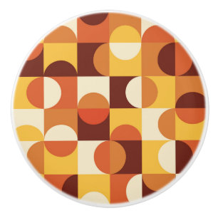 Bouton De Porte En Céramique Cercles demi Moderne Milieu du Siècle jaune et or