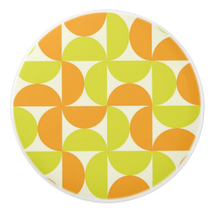 Bouton De Porte En Céramique Cercles demi siècle orange et jaune
