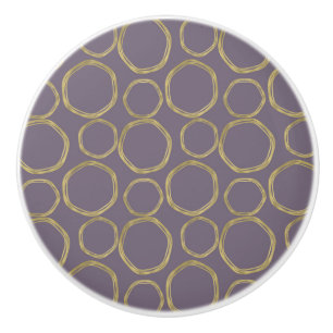 Bouton De Porte En Céramique Cercles d'or & Taupe rustique Purple Mood moderne