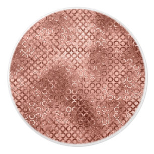 Bouton De Porte En Céramique Cercles dorés roses scintillants Luxe scintillant