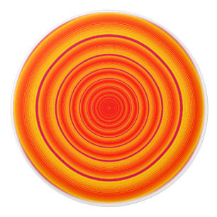 Bouton De Porte En Céramique Cercles orange et jaune