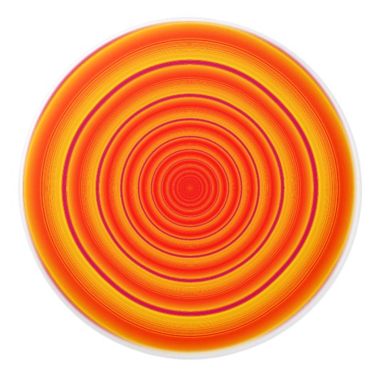 Bouton De Porte En Céramique Cercles orange et jaune (Devant)