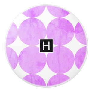 Bouton De Porte En Céramique Cercles violets modernes   Monogramme