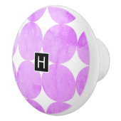 Bouton De Porte En Céramique Cercles violets modernes | Monogramme (Droite)