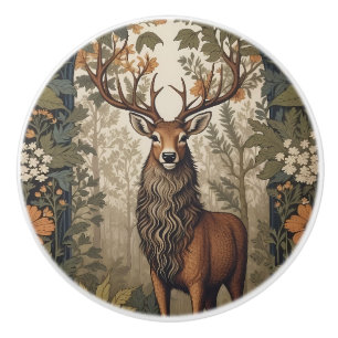 Bouton De Porte En Céramique Cerf dans la forêt Inspiré de William Morris