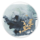 Bouton De Porte En Céramique Cerulean & Or (Devant)