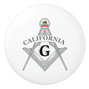 Bouton De Porte En Céramique Chalet Freemasonsonry de l'Etat de Californie
