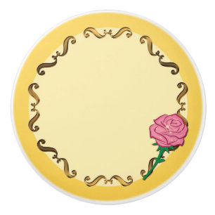 Bouton De Porte En Céramique Chambre de princesse aux roses jaunes et roses de