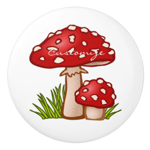 Bouton De Porte En Céramique Champignons de la Red Amanita Thunder_Cove