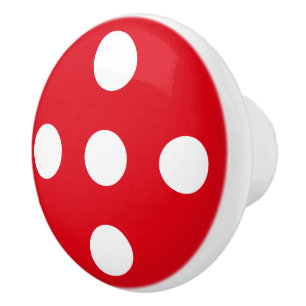 Bouton De Porte En Céramique Champignons rouges mignons avec des points blancs 