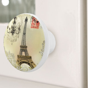 Bouton De Porte En Céramique Chandelier vintage en dentelle Paris Tour Eiffel