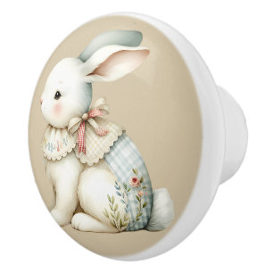 Bouton De Porte En Céramique Charme de lapin Cottagecore