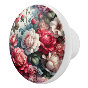 Bouton De Porte En Céramique Charme floral de la rose intemporelle