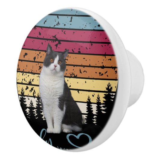 Bouton De Porte En Céramique Chat (Droite)