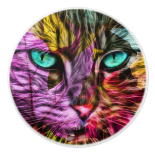 Bouton De Porte En Céramique Chat Chaton Conception Artistique