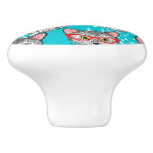 Bouton De Porte En Céramique Chat dans le casquette (Côté)