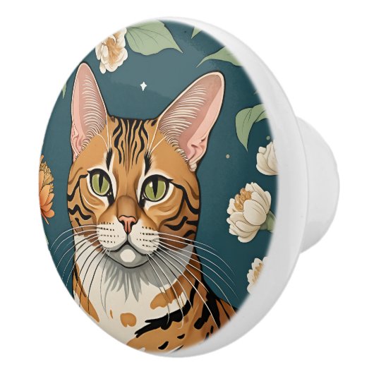 Bouton De Porte En Céramique Chat Exotique #8 Tête en céramique (Droite)