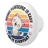 Bouton De Porte En Céramique Chat Kawaii blanc mou (Droite)