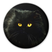 Bouton De Porte En Céramique Chat noir (Devant)