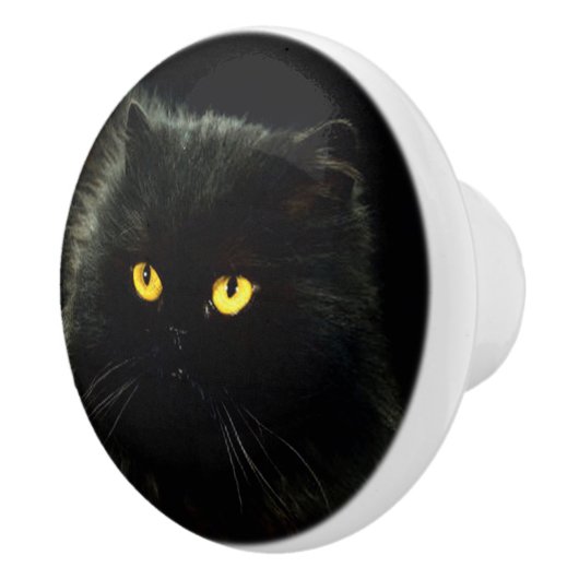 Bouton De Porte En Céramique Chat noir (Droite)