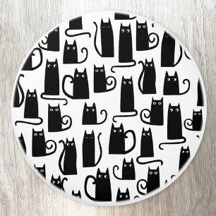 Bouton De Porte En Céramique Chat noir amusant