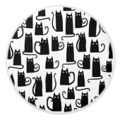 Bouton De Porte En Céramique Chat noir amusant (Devant)