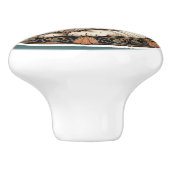 Bouton De Porte En Céramique Chat Perse Art Nouveau (Côté)