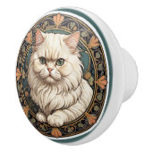 Bouton De Porte En Céramique Chat Perse Art Nouveau (Droite)