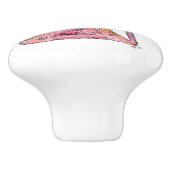 Bouton De Porte En Céramique Chat rose mignon et capricieux (Côté)