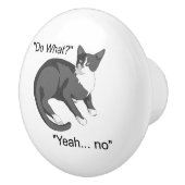 Bouton De Porte En Céramique Chat têtu (Droite)