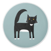 Bouton De Porte En Céramique Chat Tuxedo noir et blanc (Devant)