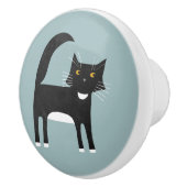 Bouton De Porte En Céramique Chat Tuxedo noir et blanc (Droite)