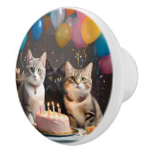 Bouton De Porte En Céramique Chats d'anniversaire, (Droite)