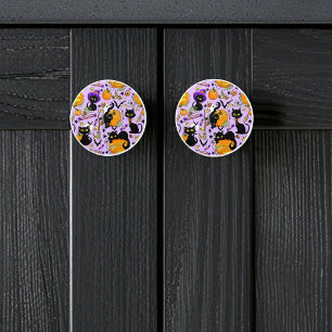 Bouton De Porte En Céramique Chats noirs citrouille Halloween Candy
