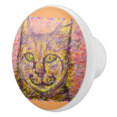 Bouton De Porte En Céramique chatte du jour ensoleillé (Droite)