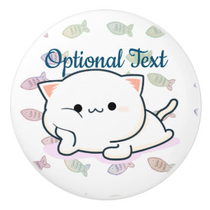 Bouton De Porte En Céramique Cheeky Kawaii Style Kitten