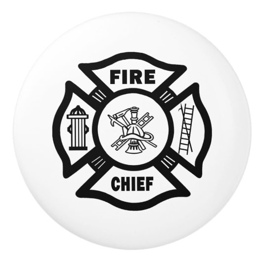 Bouton De Porte En Céramique Chef des pompiers de sapeur-pompier (Devant)