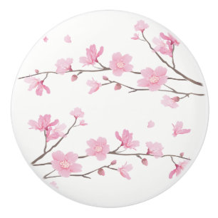 Bouton De Porte En Céramique Cherry Blossom - Arrière - plan transparent