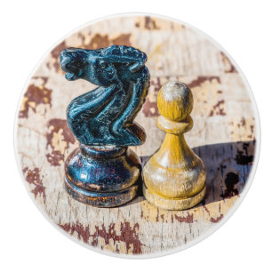 Bouton De Porte En Céramique Chess Pawn et Knight - anciens combattants