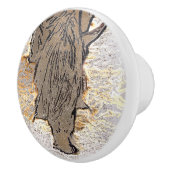 BOUTON DE PORTE EN CÉRAMIQUE CHEVAL BROWN (Droite)