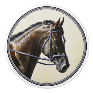 Bouton De Porte En Céramique Cheval de dressage Dark Brown Bay Trakehner