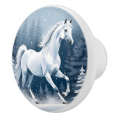Bouton De Porte En Céramique Cheval d'hiver blanc magique (Droite)